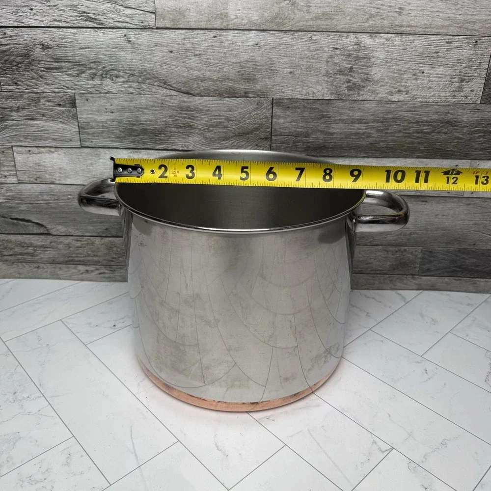 Revere Ware 1801 8 Qt Stock Pot NO Lid Copper Clad Clinton IL USA Stainless